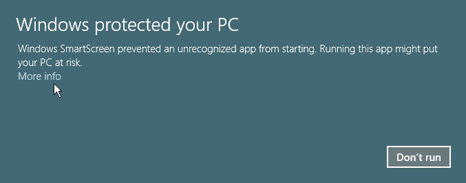 Windows SmartScreen warning 1